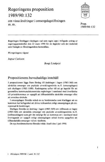 Omslaget till prop. 1989/90:132