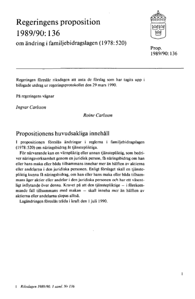 Omslaget till prop. 1989/90:136