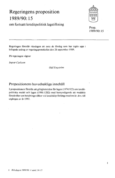 Omslaget till prop. 1989/90:15