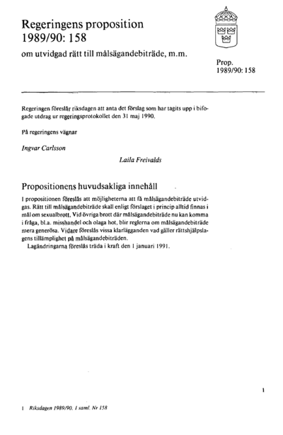 Omslaget till prop. 1989/90:158