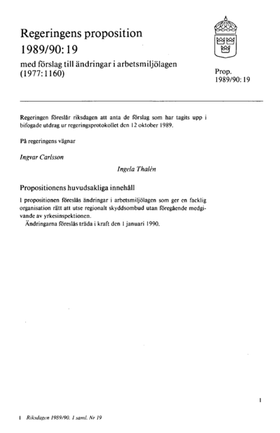Omslaget till prop. 1989/90:19