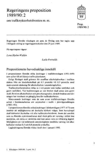 Omslaget till prop. 1989/90:2