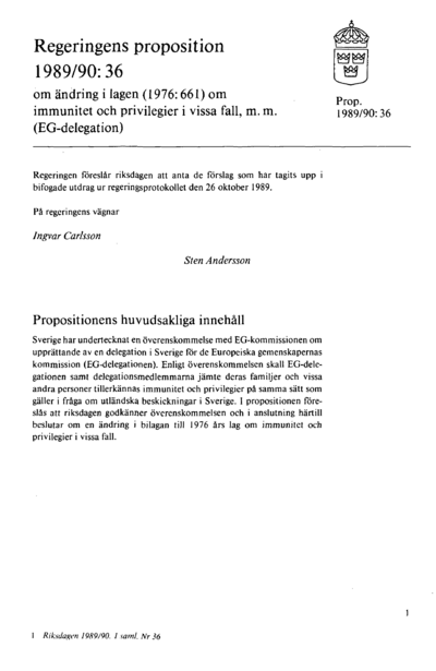 Omslaget till prop. 1989/90:36