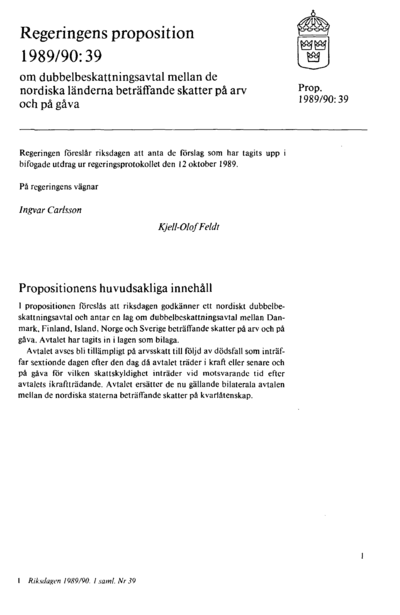Omslaget till prop. 1989/90:39