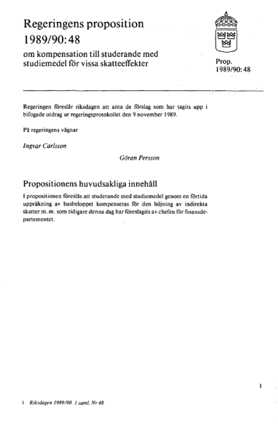 Omslaget till prop. 1989/90:48