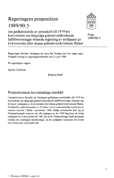 Omslaget till prop. 1989/90:5