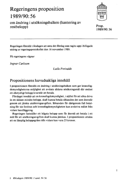 Omslaget till prop. 1989/90:56