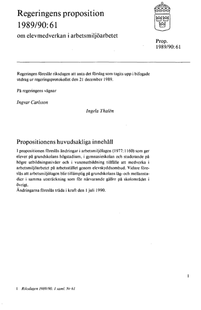 Omslaget till prop. 1989/90:61