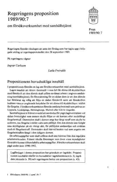 Omslaget till prop. 1989/90:7