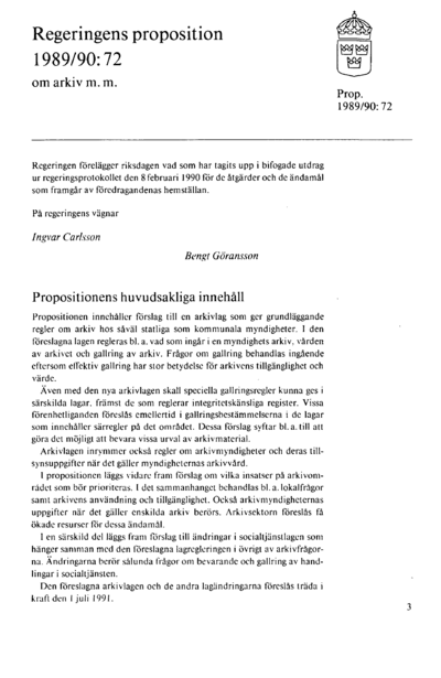 Omslaget till prop. 1989/90:72