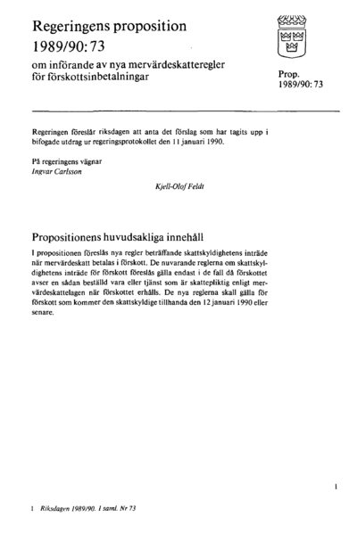 Omslaget till prop. 1989/90:73