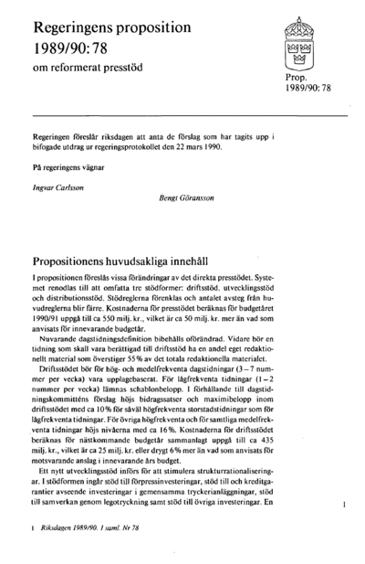 Omslaget till prop. 1989/90:78