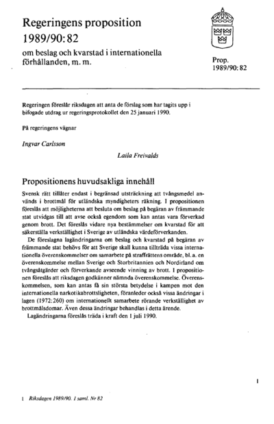 Omslaget till prop. 1989/90:82