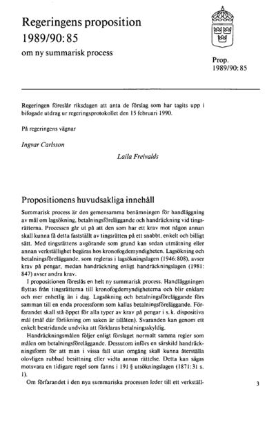 Omslaget till prop. 1989/90:85