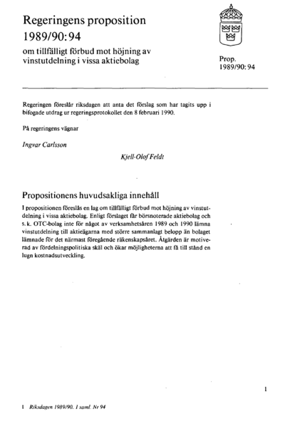 Omslaget till prop. 1989/90:94
