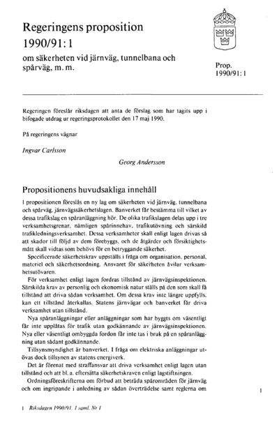 Omslaget till prop. 1990/91:1