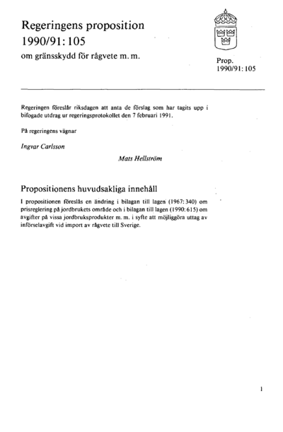 Omslaget till prop. 1990/91:105