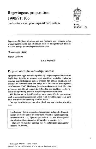 Omslaget till prop. 1990/91:106