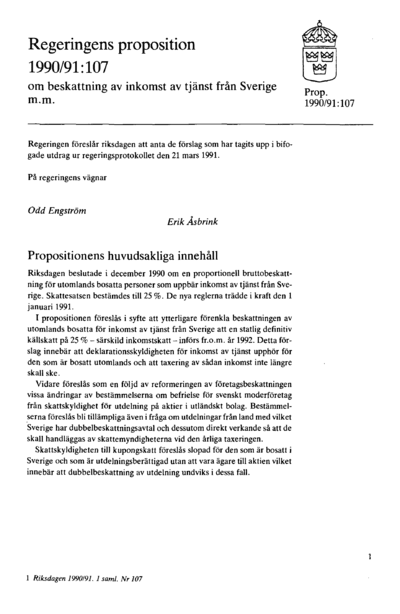 Omslaget till prop. 1990/91:107