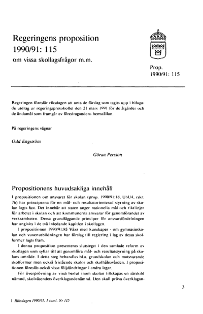 Omslaget till prop. 1990/91:115