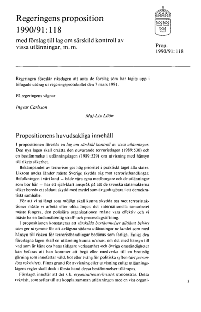 Omslaget till prop. 1990/91:118