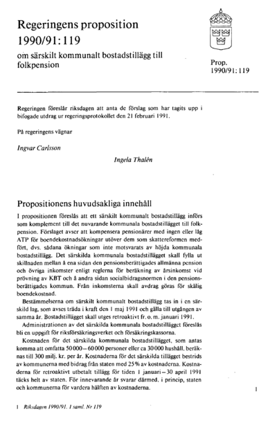 Omslaget till prop. 1990/91:119