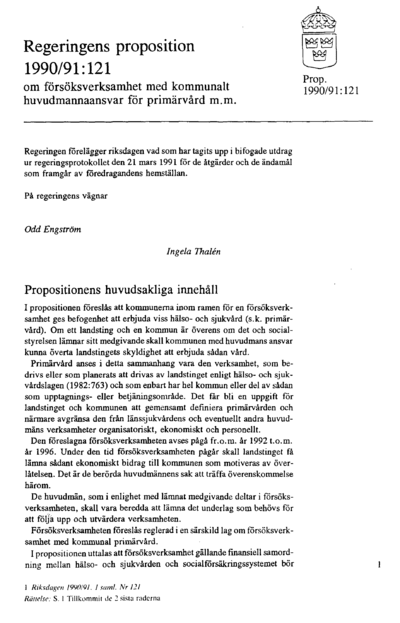 Omslaget till prop. 1990/91:121