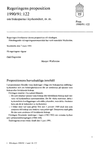 Omslaget till prop. 1990/91:122