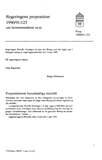 Omslaget till prop. 1990/91:123