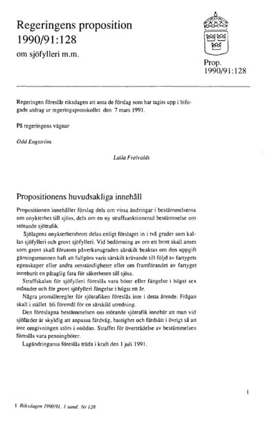 Omslaget till prop. 1990/91:128