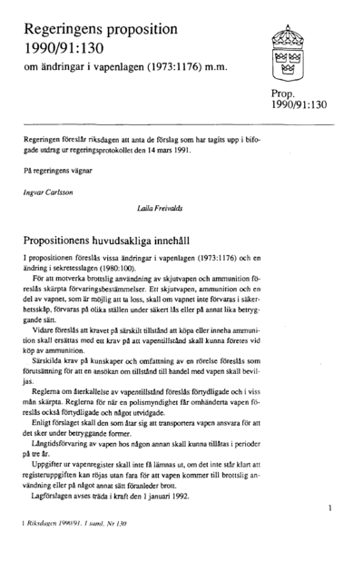 Omslaget till prop. 1990/91:130