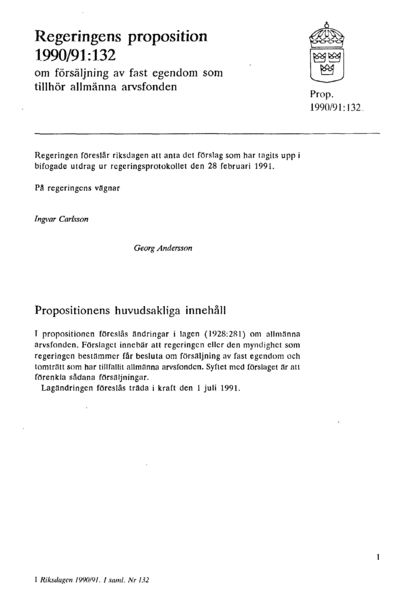 Omslaget till prop. 1990/91:132
