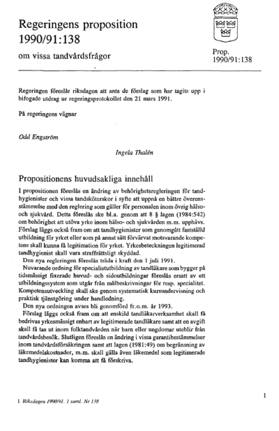 Omslaget till prop. 1990/91:138