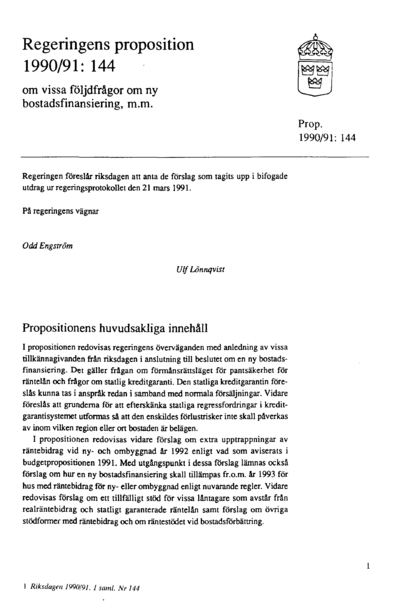 Omslaget till prop. 1990/91:144