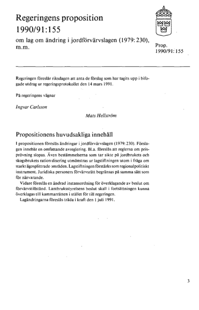 Omslaget till prop. 1990/91:155