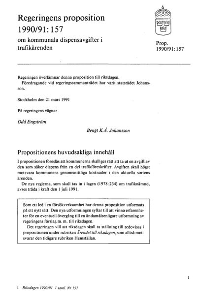 Omslaget till prop. 1990/91:157