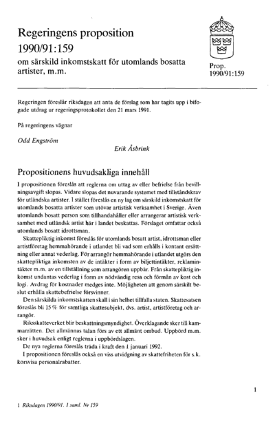 Omslaget till prop. 1990/91:159