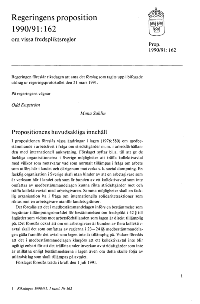 Omslaget till prop. 1990/91:162
