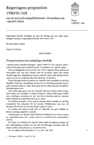 Omslaget till prop. 1990/91:169