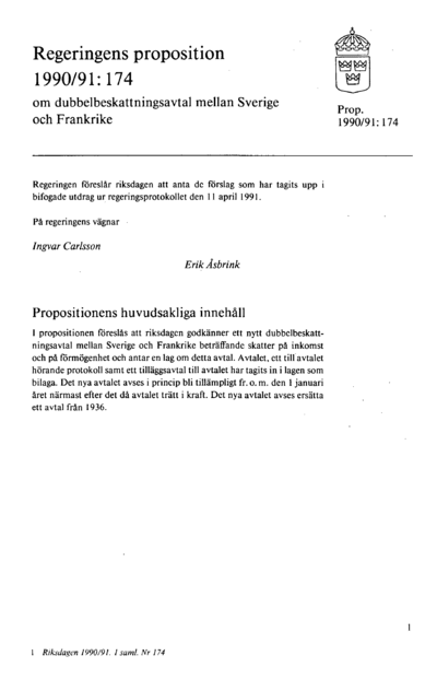 Omslaget till prop. 1990/91:174