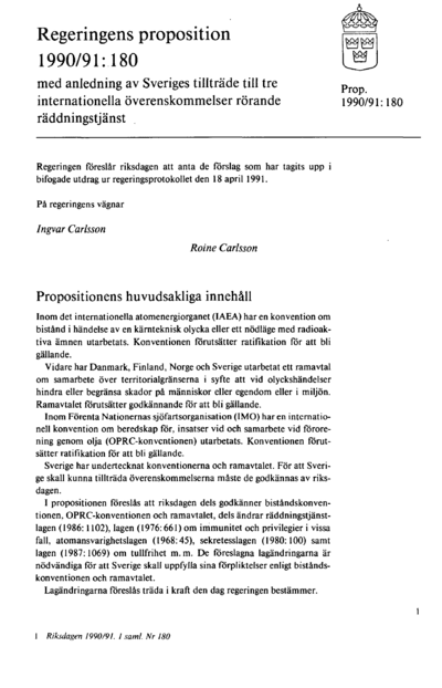 Omslaget till prop. 1990/91:180
