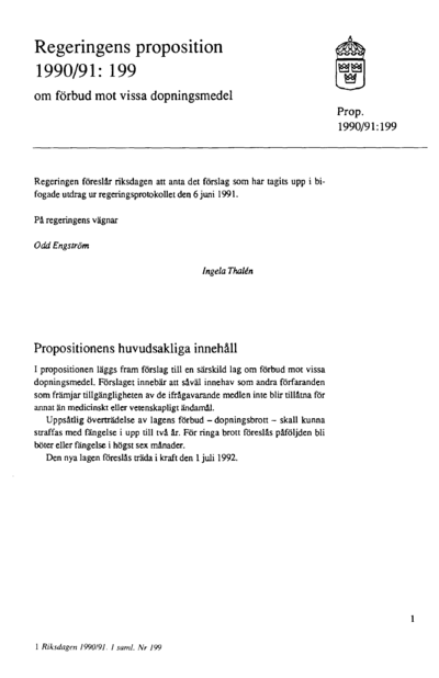 Omslaget till prop. 1990/91:199