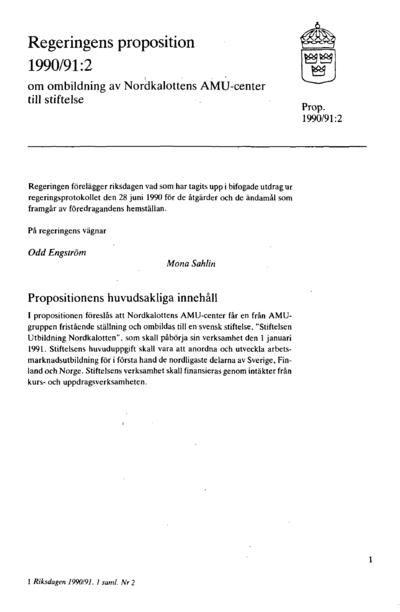Omslaget till prop. 1990/91:2