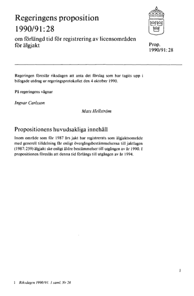 Omslaget till prop. 1990/91:28