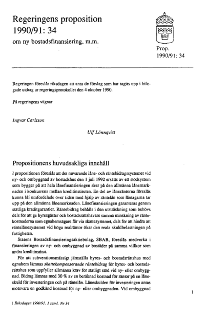 Omslaget till prop. 1990/91:34