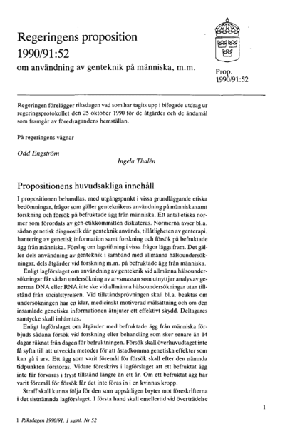Omslaget till prop. 1990/91:52