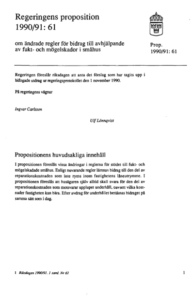 Omslaget till prop. 1990/91:61