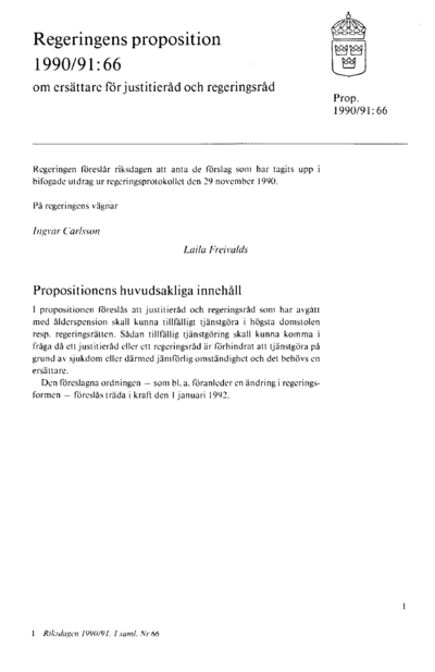 Omslaget till prop. 1990/91:66