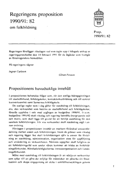 Omslaget till prop. 1990/91:82