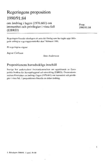 Omslaget till prop. 1990/91:84